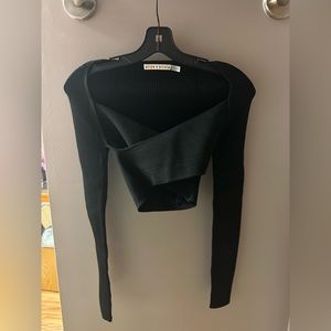 ALICE + OLIVIA vneck long-sleeve crop top